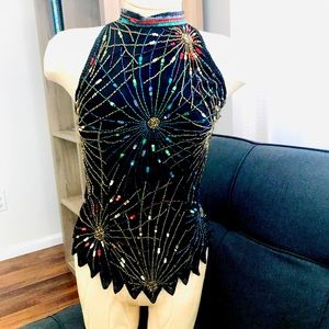 Beautiful 100% Silk Beaded sleeveless Shirt